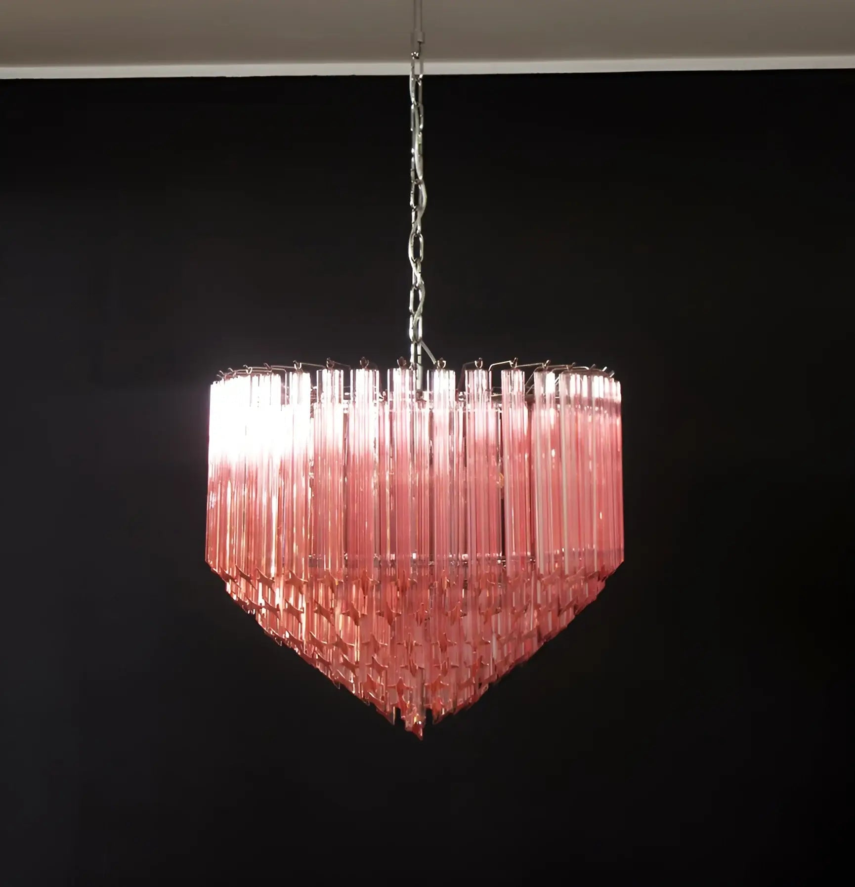 Prism Murano Pink Glass Chandelier
