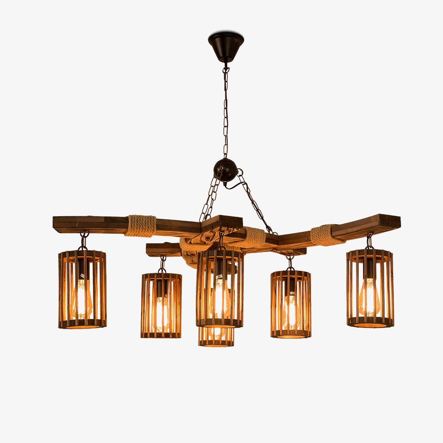 Ретро люстра з масиву дерева