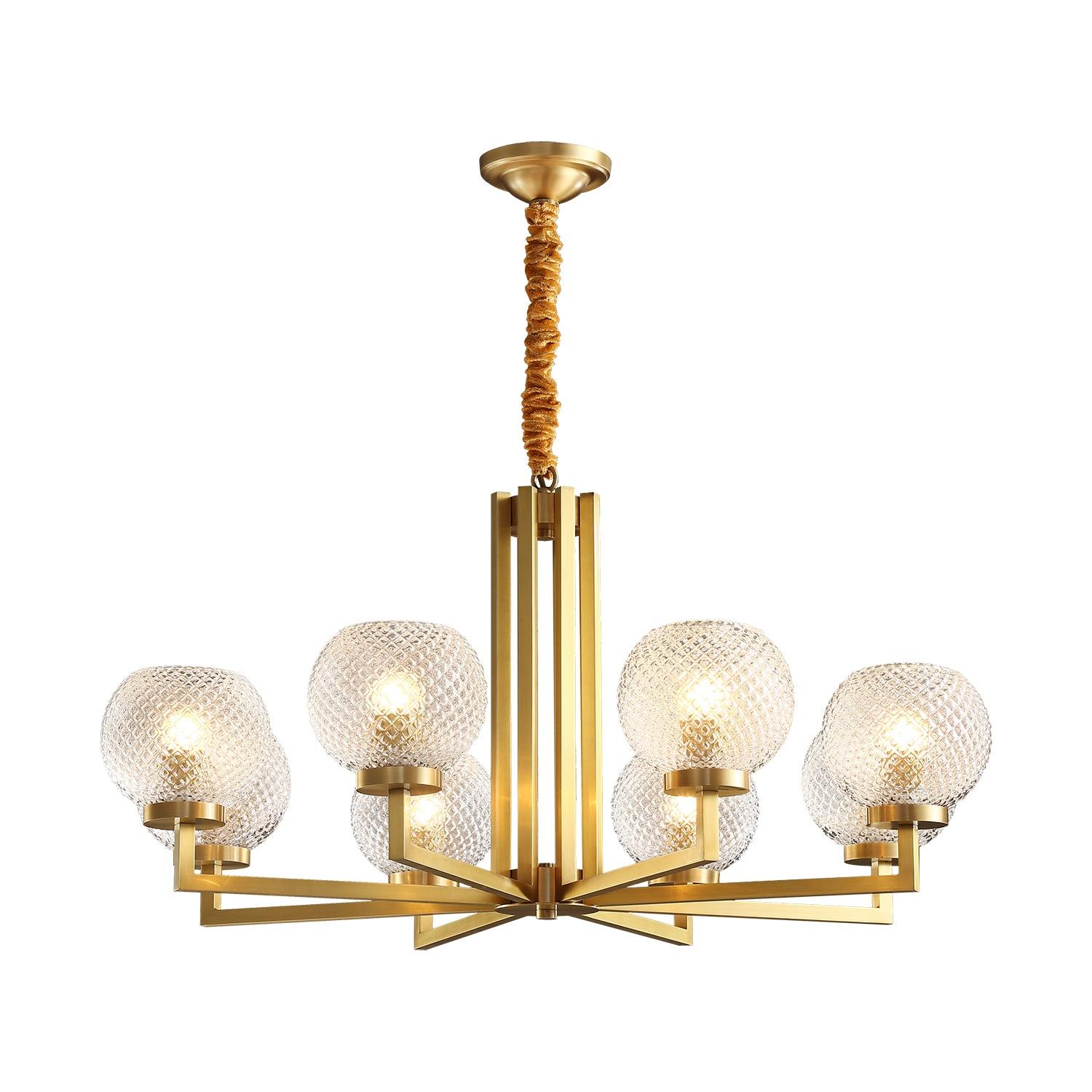 Ribbed Glass Brass Chandelier - Vakkerlight