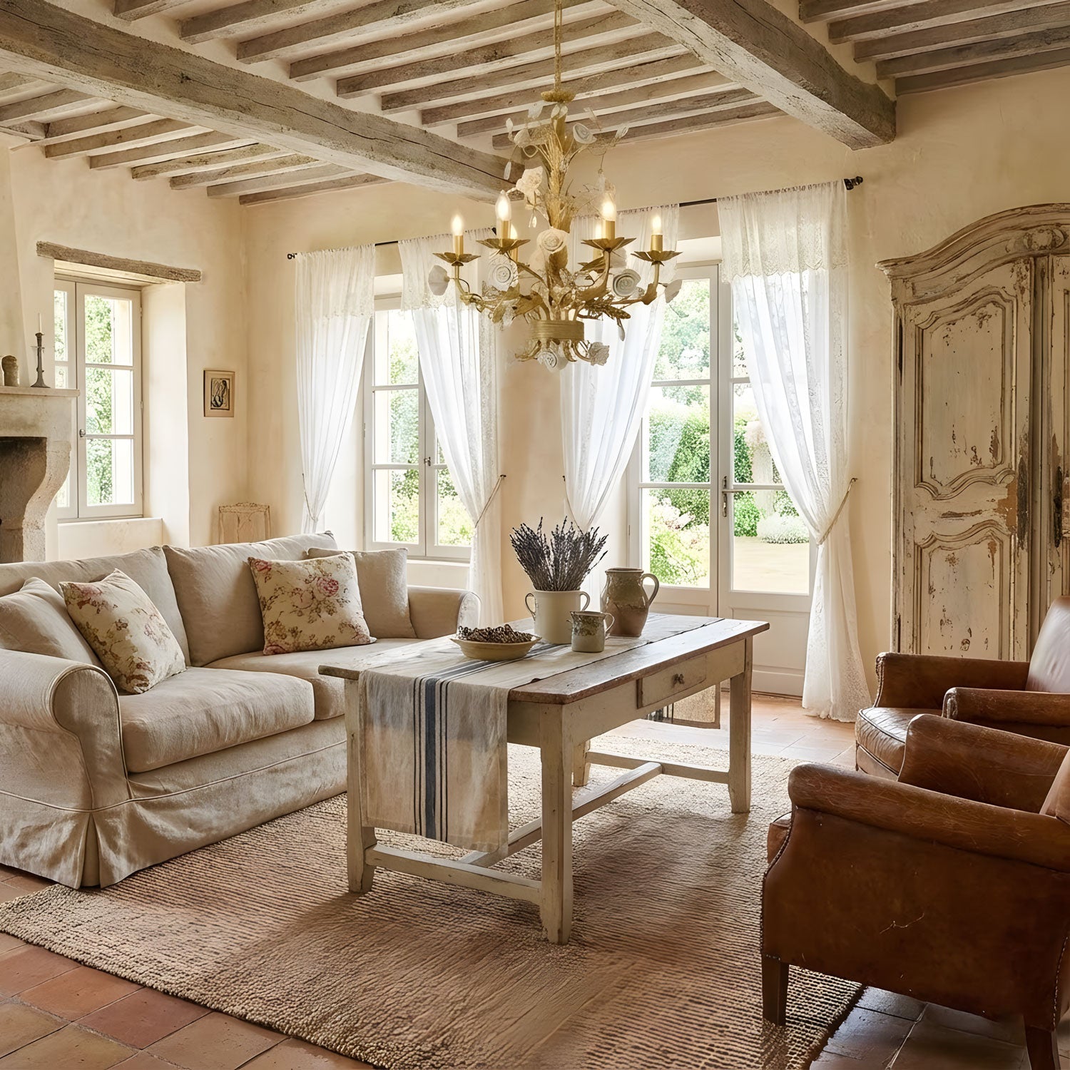 White Rose Crystal Chandelier