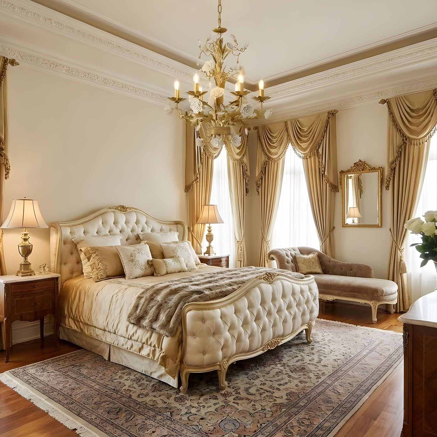 White Rose Crystal Chandelier