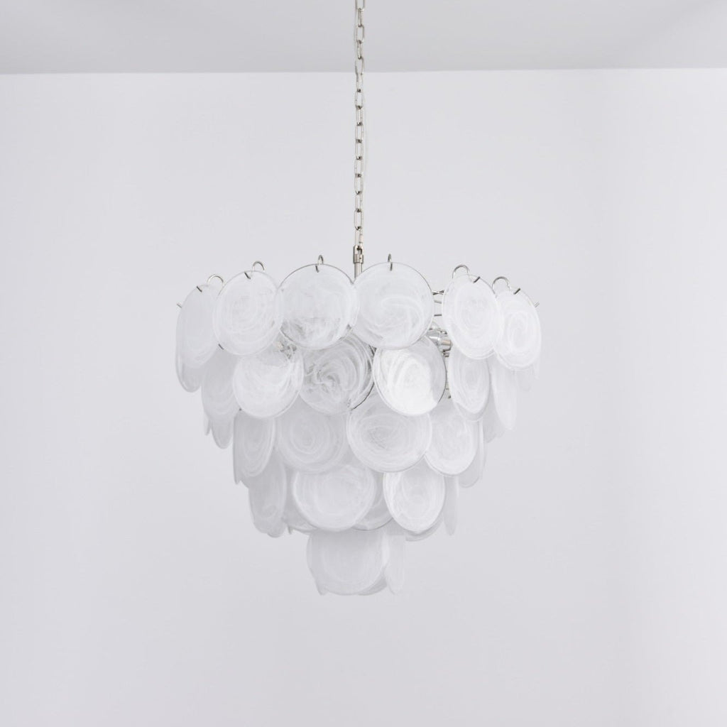 White Murano Disc Chandelier - DEPRIMO