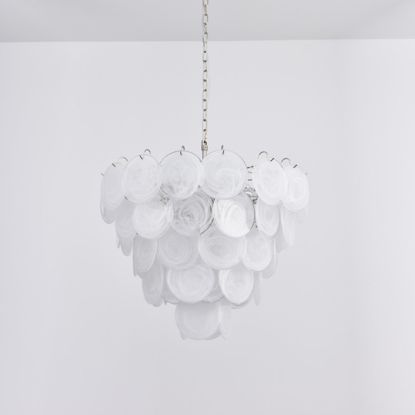 White Murano Disc Chandelier - DEPRIMO