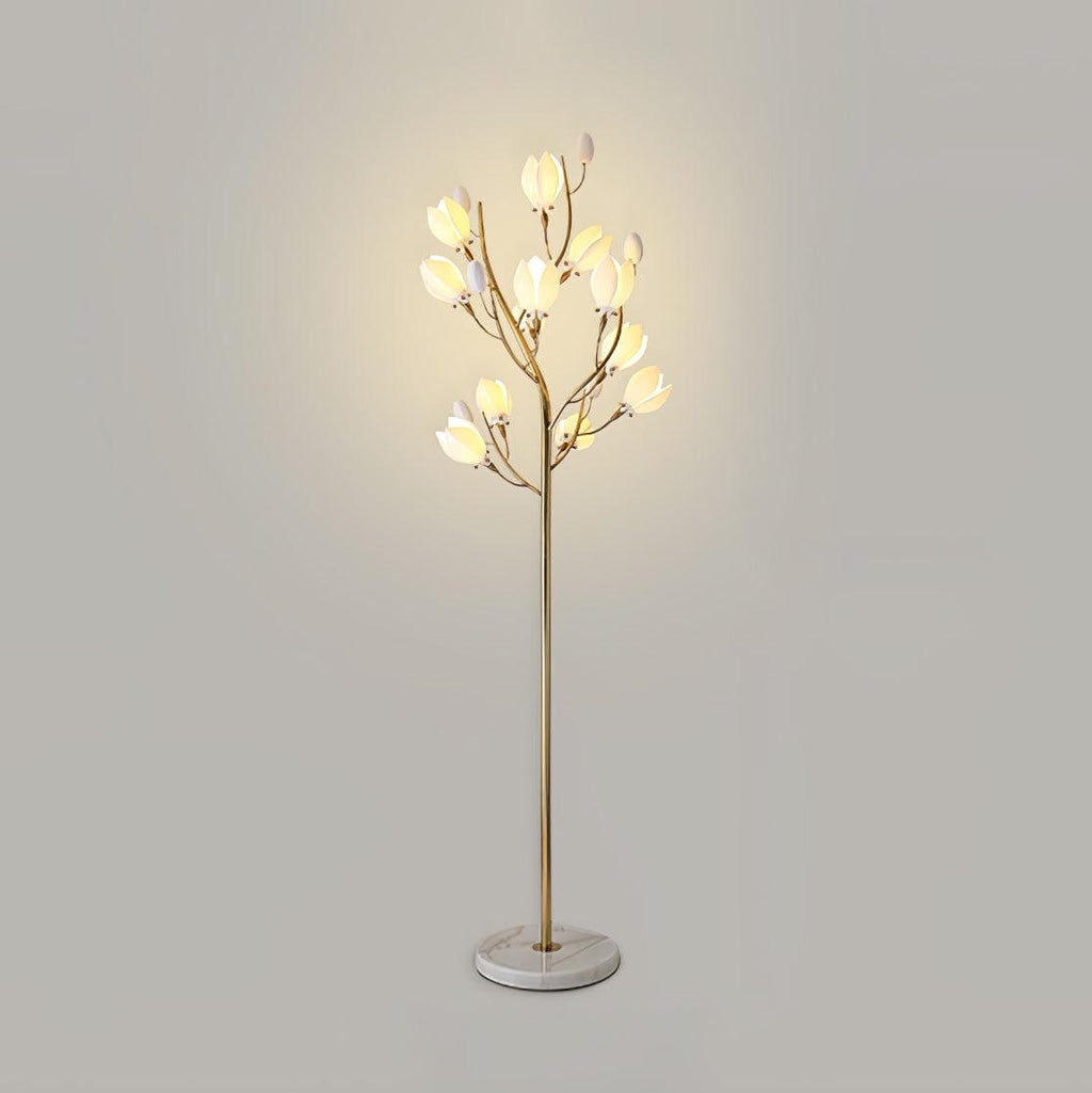 White Porcelain Magnolia Floor Lamp - Vakkerlight