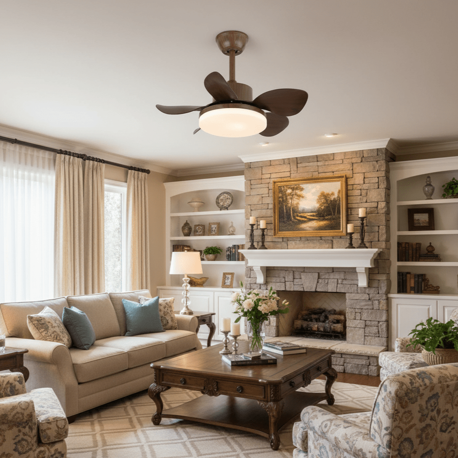 Стельовий вентилятор Terra Walnut із підсвіткою