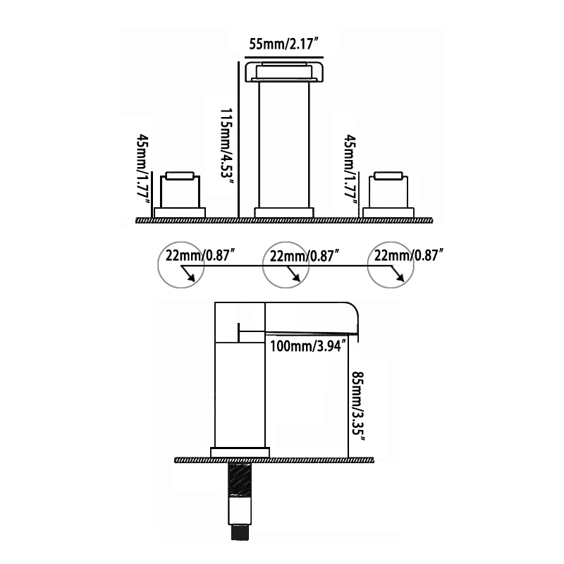 Змішувач для раковини в стилі Модерн Колір - Чорний Матеріал - Латунь SLAVGO 10746