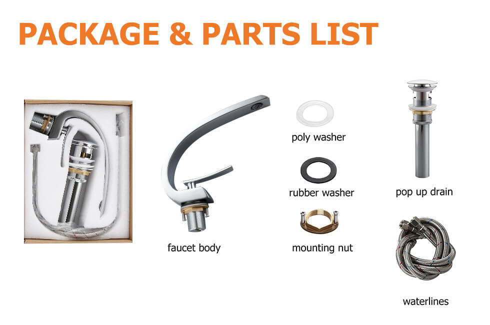 Змішувач для раковини в стилі Модерн Колір - Хром Матеріал - Латунь SLAVGO 12876