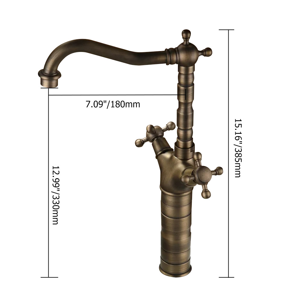 Змішувач для раковини у стилі Традиційний Колір - Антична Латунь Матеріал корпусу - Латунь SLAVGO 11437