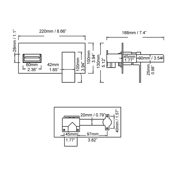 Змішувач для раковини в стилі Модерн Колір - Чорний Матеріал - Латунь SLAVGO 10073