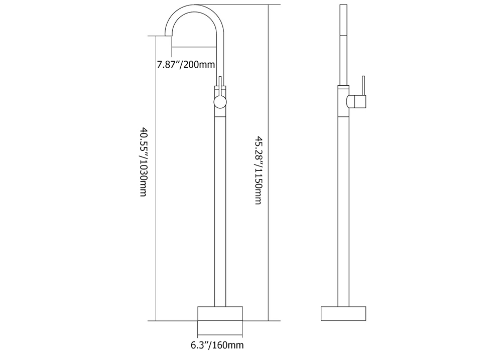 Змішувач для ванни Окремий у стилі Модерн Колір- Чорний SLAVGO 11269