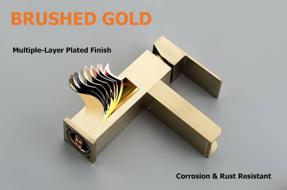 Змішувач для раковини в стилі Модерн Колір - Золото Матове Матеріал корпусу - Латунь SLAVGO 12906