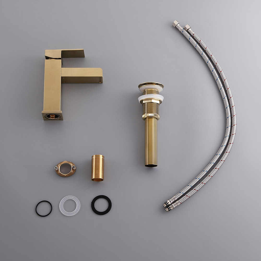 Змішувач для раковини в стилі Модерн Колір - Золото Матове Матеріал корпусу - Латунь SLAVGO 12906