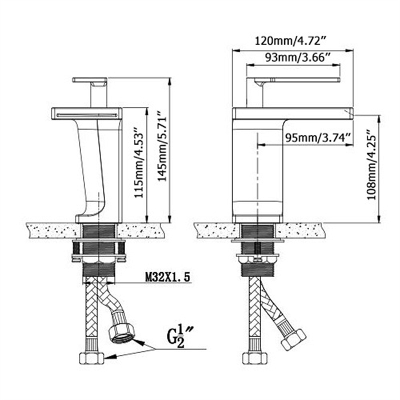 Змішувач для раковини в стилі Модерн Колір - Чорний Матеріал - Латунь SLAVGO 12864