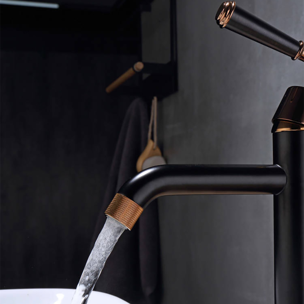 Змішувач для раковини у стилі Традиційний Колір - Чорний & Рожеве Золото Матеріал корпусу - Латунь SLAVGO 32990