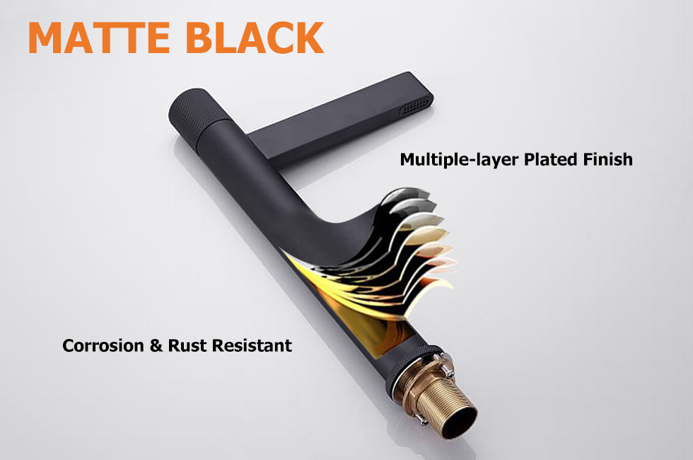 Змішувач для раковини в стилі Модерн Колір - Чорний Матеріал - Латунь SLAVGO 12843