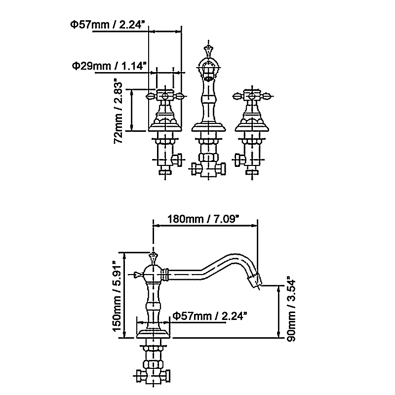 Змішувач для раковини у стилі Традиційний Колір - Хром Матеріал корпусу - Латунь SLAVGO 11360