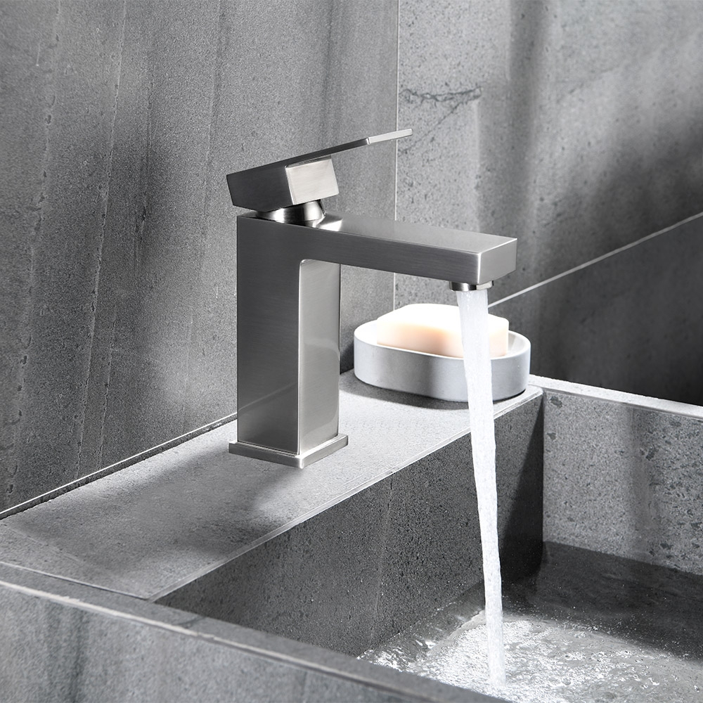 Змішувач для раковини у стилі Модерн Колір - Матовий Нікель Матеріал корпусу - Латунь SLAVGO 12327