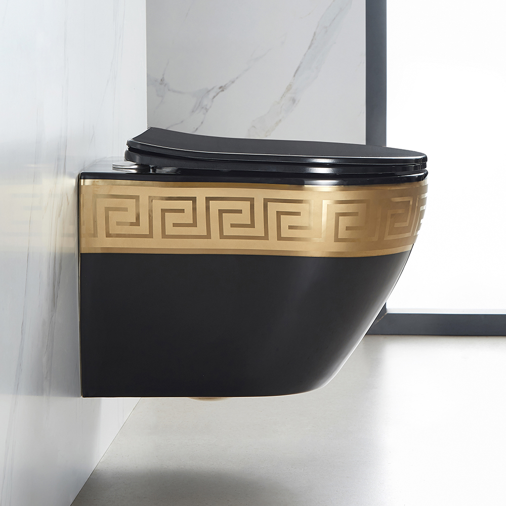 Унітаз Підвісний Чорний & Золотий обід SLAVGO 34944