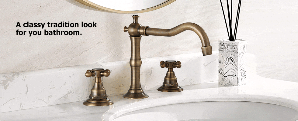 Змішувач для раковини у стилі Традиційний Колір - Антична Латунь Матеріал корпусу - Латунь SLAVGO 11398