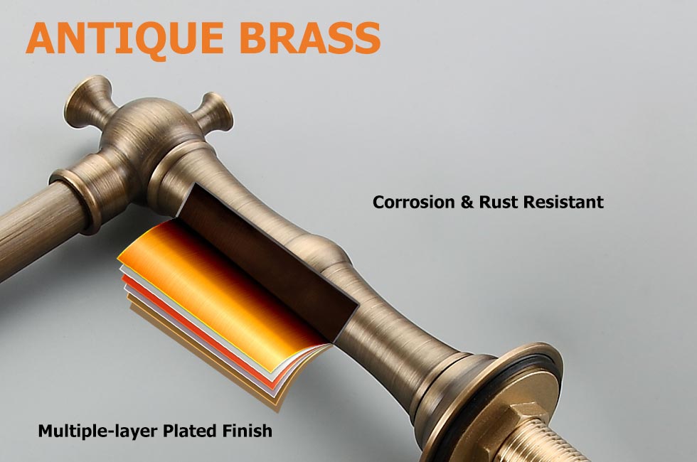 Змішувач для раковини у стилі Традиційний Колір - Антична Латунь Матеріал корпусу - Латунь SLAVGO 11398