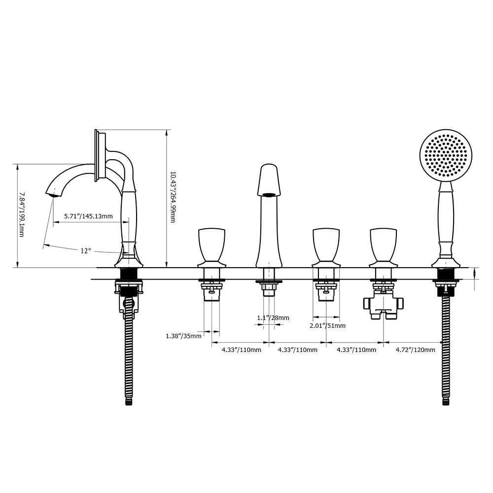 Змішувач для ванни в стилі Колір-чорний SLAVGO 34389