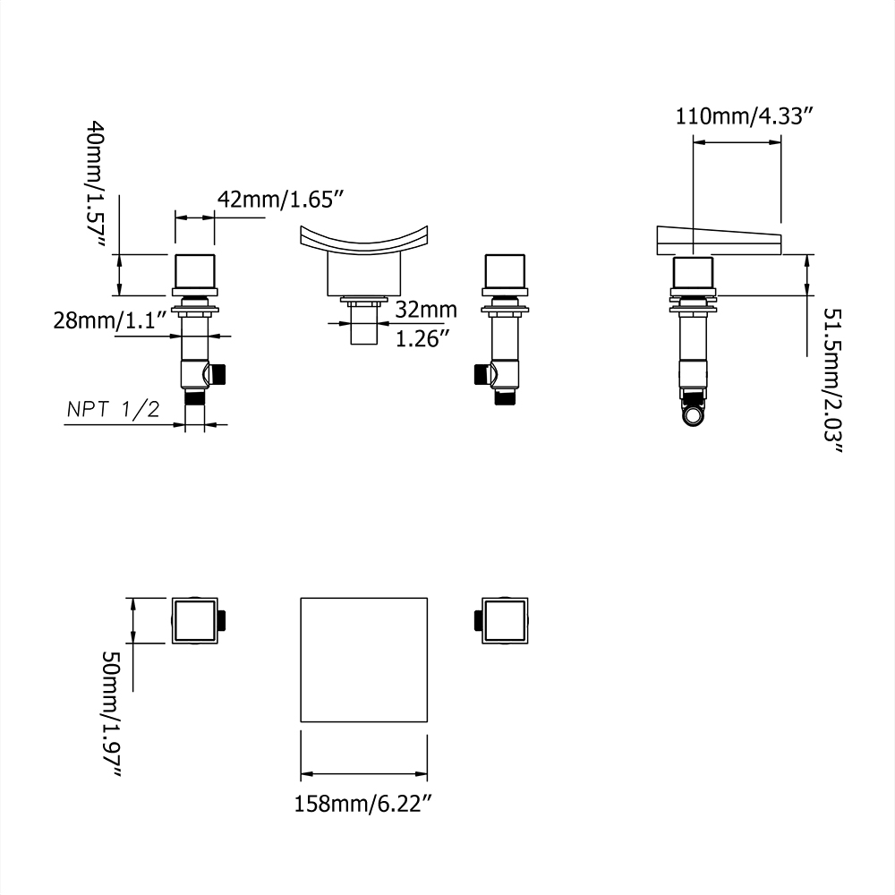 Змішувач для раковини в стилі Модерн Колір - Чорний Матеріал - Латунь SLAVGO 12181