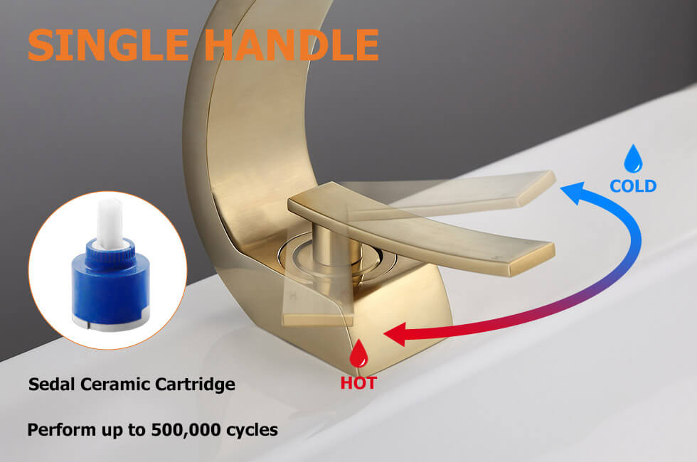 Змішувач для раковини в стилі Модерн Колір - Золото Матове Матеріал корпусу - Латунь SLAVGO 12960