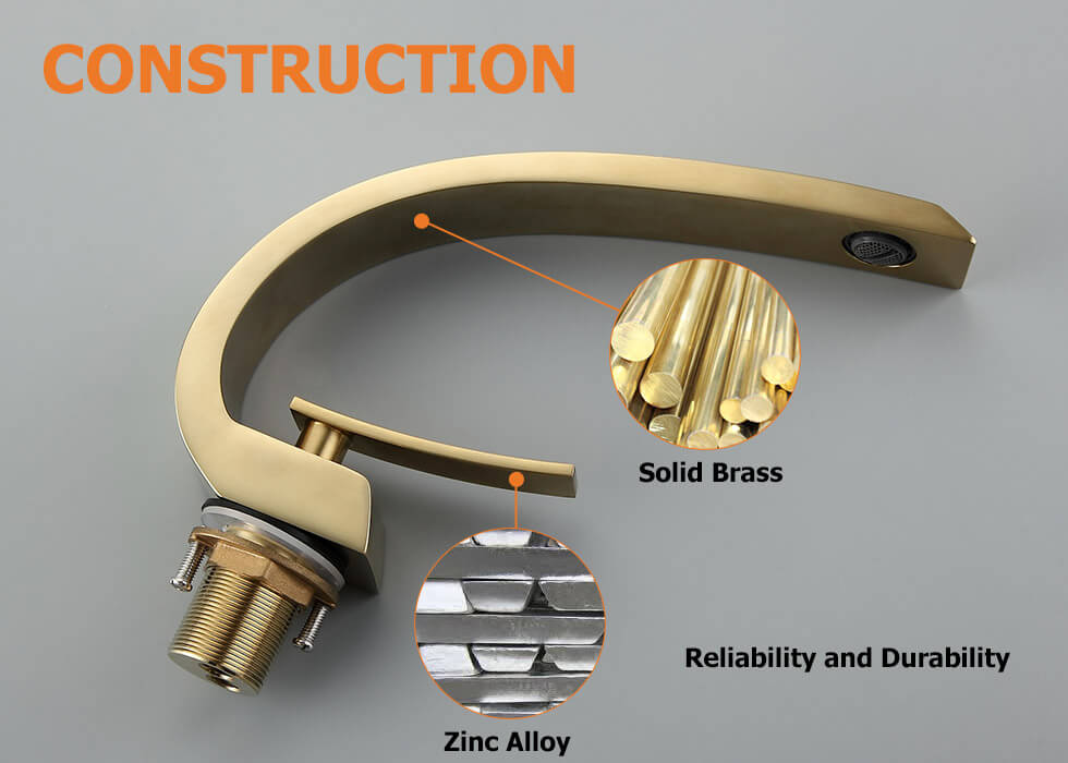 Змішувач для раковини в стилі Модерн Колір - Золото Матове Матеріал корпусу - Латунь SLAVGO 12960
