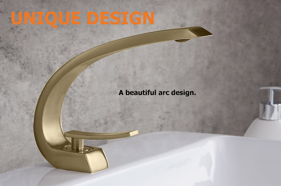 Змішувач для раковини в стилі Модерн Колір - Золото Матове Матеріал корпусу - Латунь SLAVGO 12960