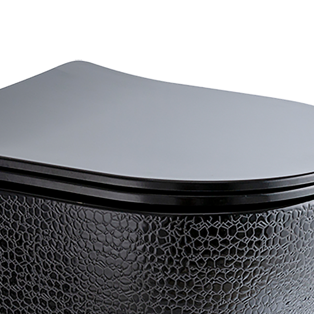 Унітаз Підвісний Чорний (Фактура шкіри крокодила) & Чорний Кришка SLAVGO 34945