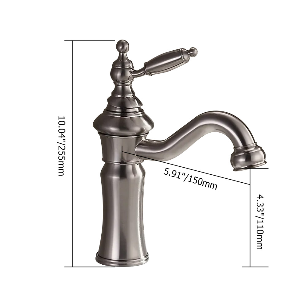 Змішувач для раковини у стилі Традиційний Колір - Матовий Нікель Матеріал корпусу - Латунь SLAVGO 10519