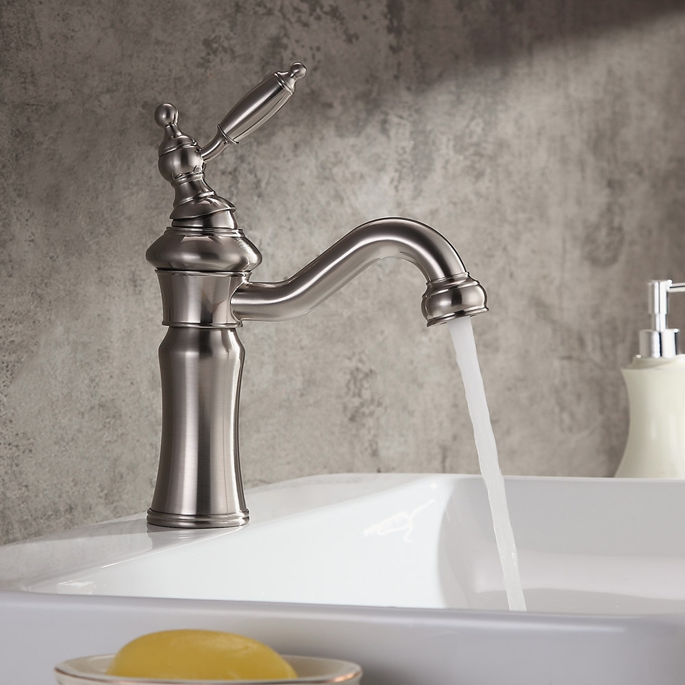 Змішувач для раковини у стилі Традиційний Колір - Матовий Нікель Матеріал корпусу - Латунь SLAVGO 10519