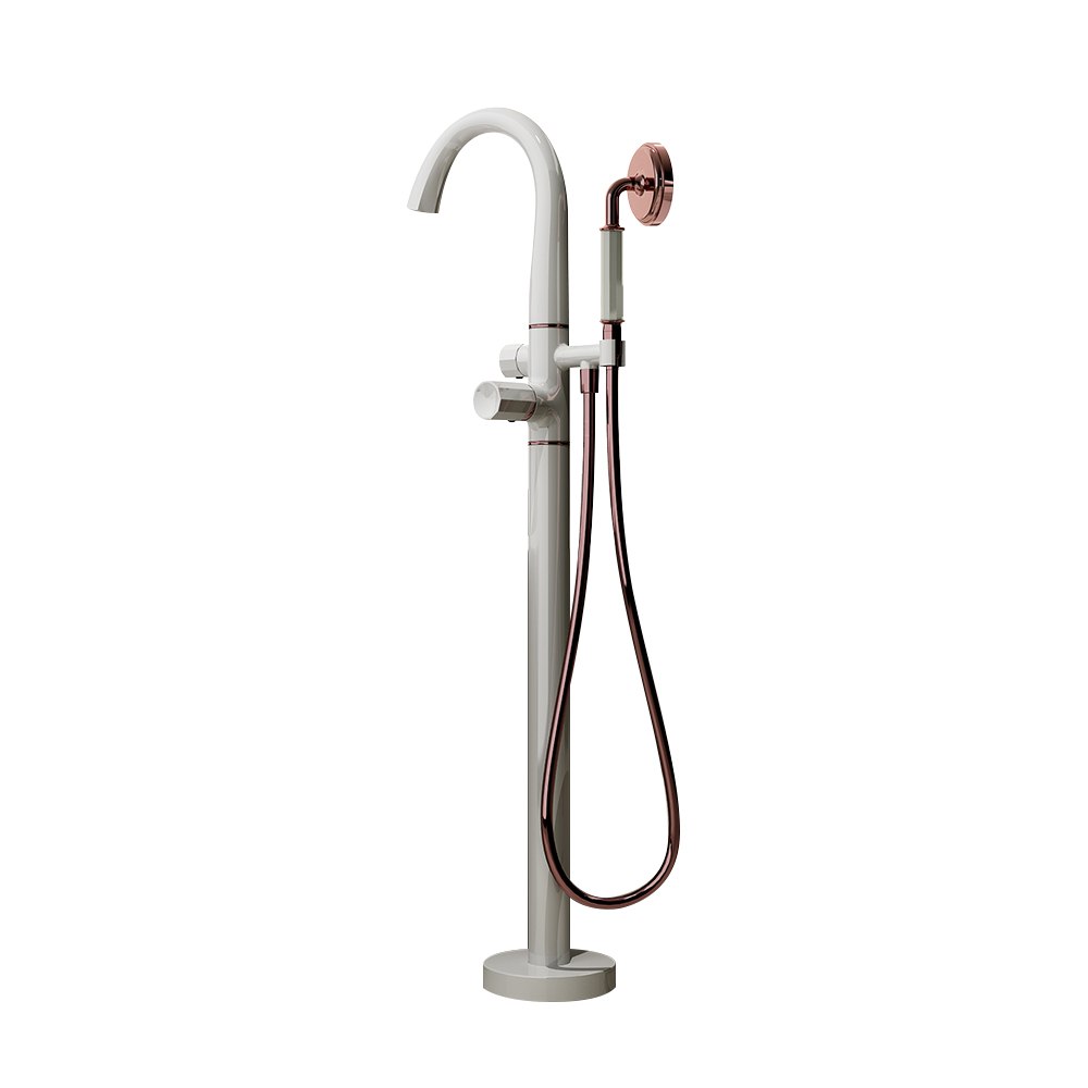 Змішувач для ванни Підлоговий у стилі Модерн Колір-Білий & Рожеве Золото SLAVGO 34335