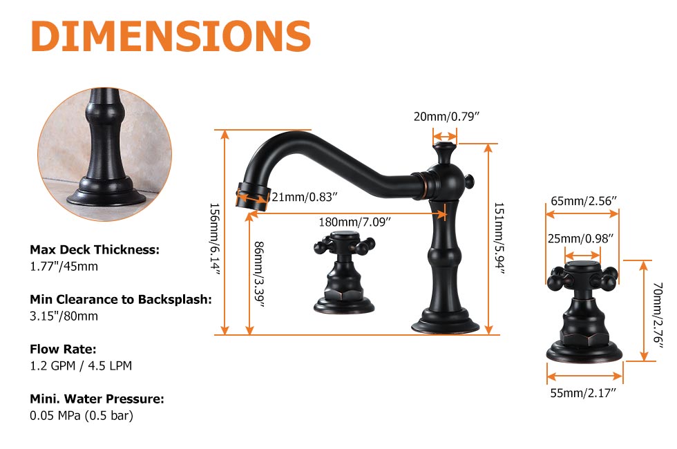 Змішувач для раковини у стилі Традиційний Колір - Антична Чорний Матеріал корпусу - Латунь SLAVGO 11435