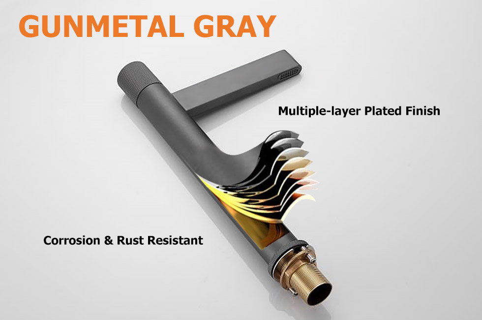 Змішувач для раковини в стилі Модерн Колір - Сірий Матеріал - Латунь SLAVGO 12888