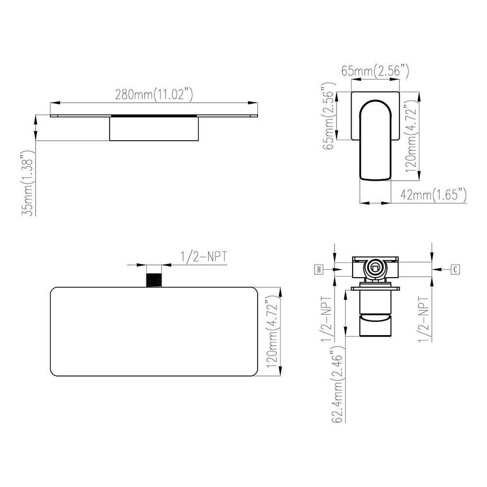 Змішувач для раковини в стилі Модерн Колір - Чорний Матеріал - Латунь SLAVGO 12844