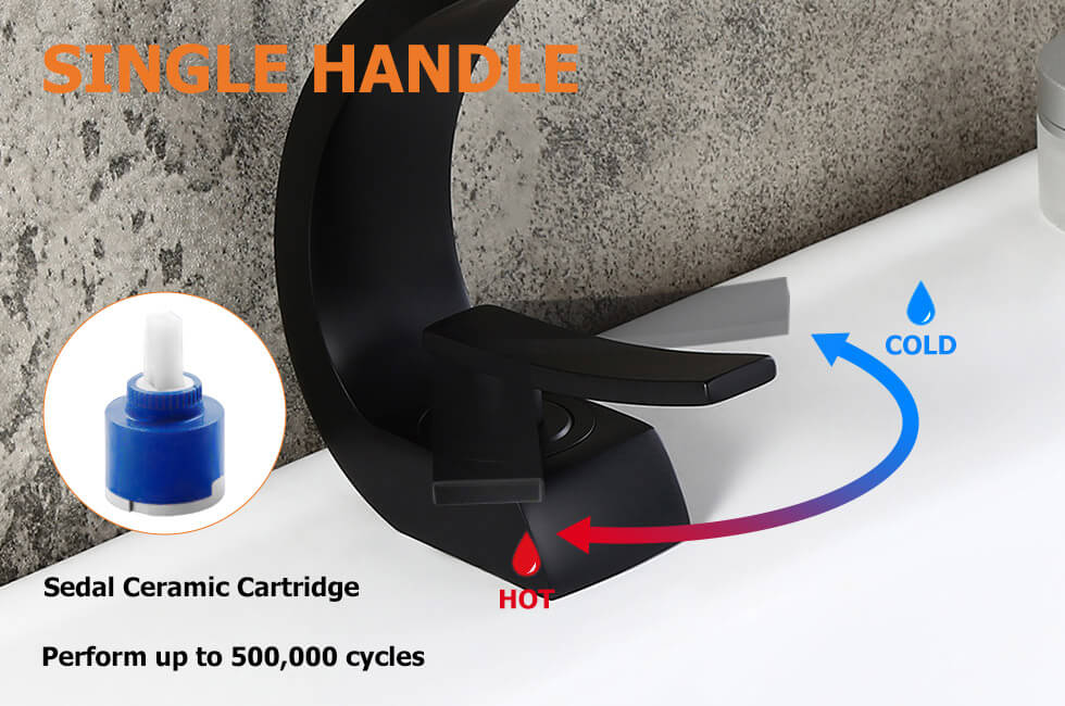 Змішувач для раковини в стилі Модерн Колір - Чорний Матеріал - Латунь SLAVGO 12903