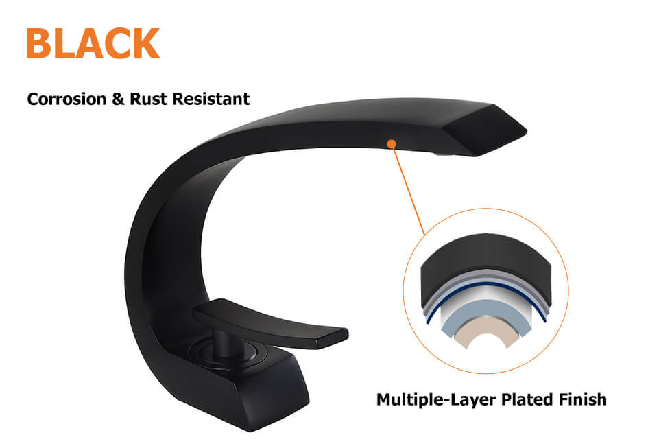 Змішувач для раковини в стилі Модерн Колір - Чорний Матеріал - Латунь SLAVGO 12903